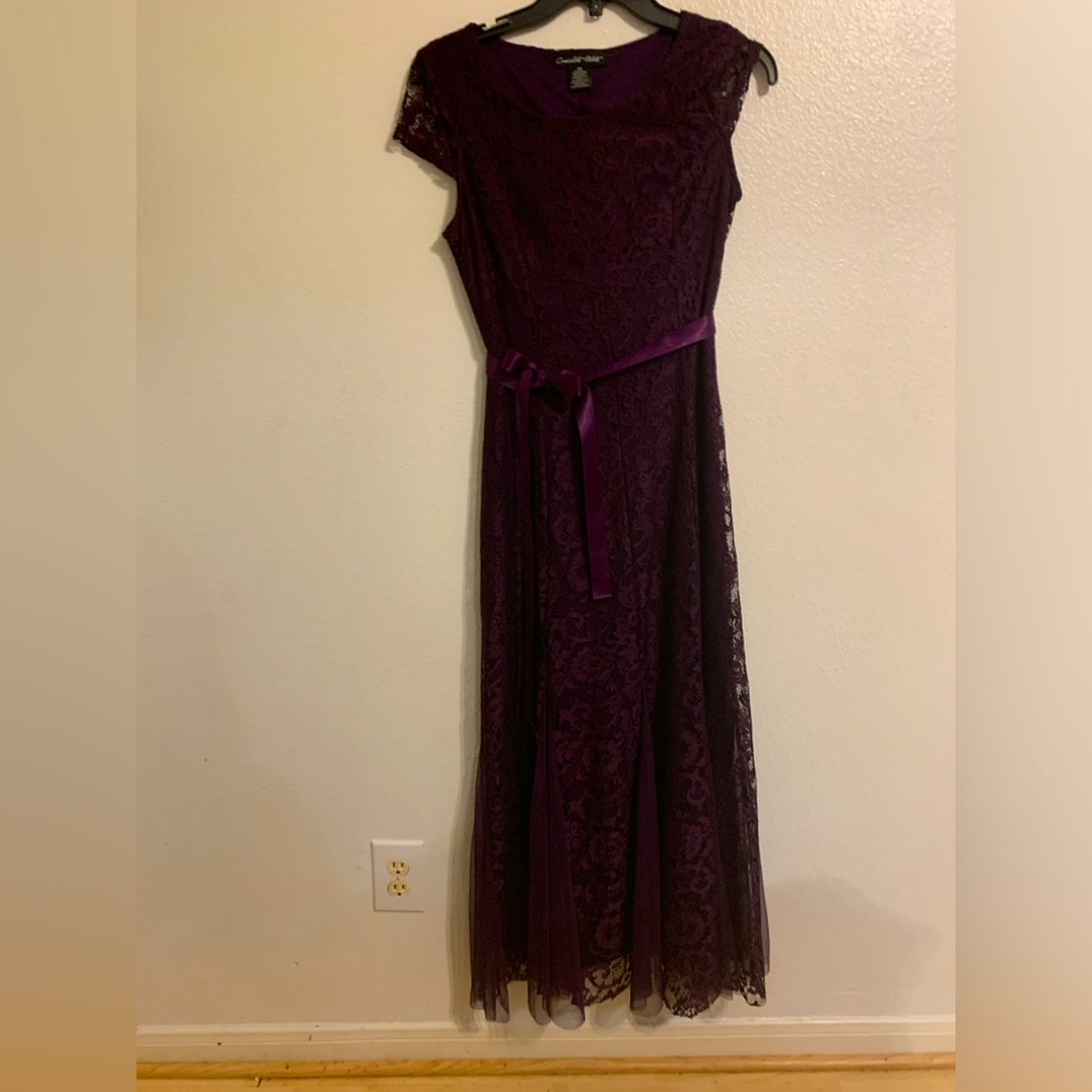 Purple lace maxi dress